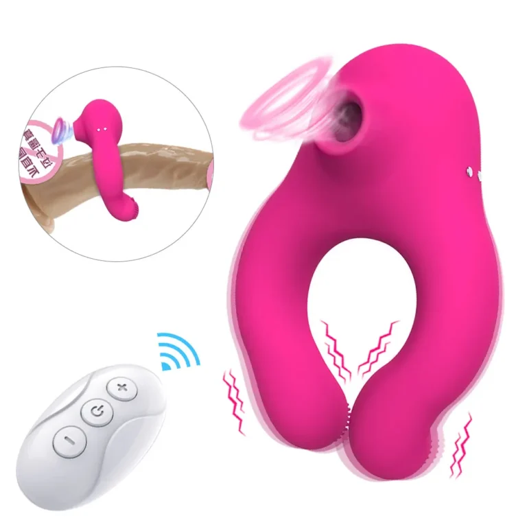 7 frequency sucking and vibrating cock rings with remote control